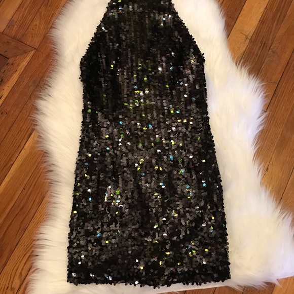 Montez Black Sequin Halter Dress - Picture 6 of 9